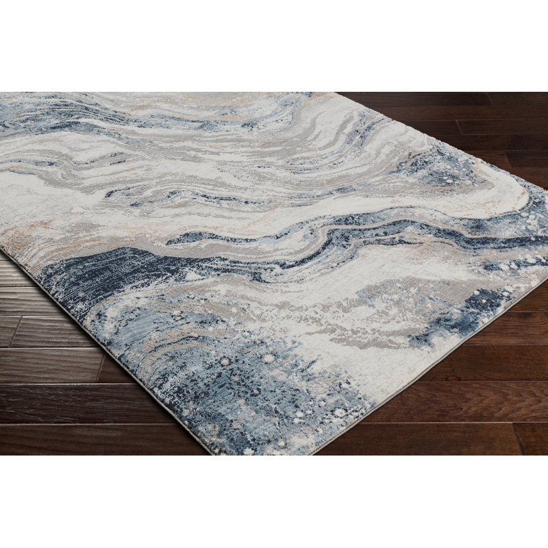 Wade Logan® Dundalk Performance Navy/Gray Rug & Reviews Wayfair